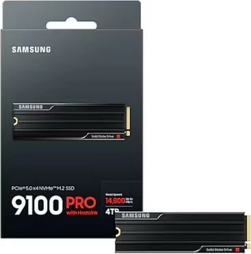 SSD Samsung 9100 PRO MZ-VAP4T0CW, 4TB, M.2 2280, PCIe 5.0, me heatsink, Zi