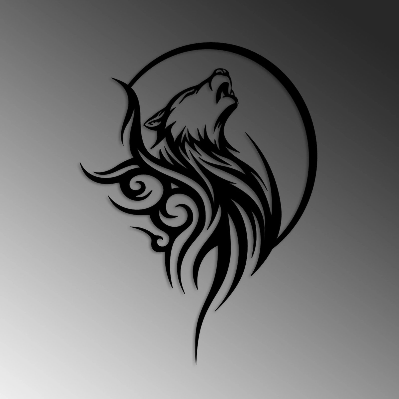 Aksesor dekorativ metalik për mur, dizajn ujku, Wallity, Wolfmoon