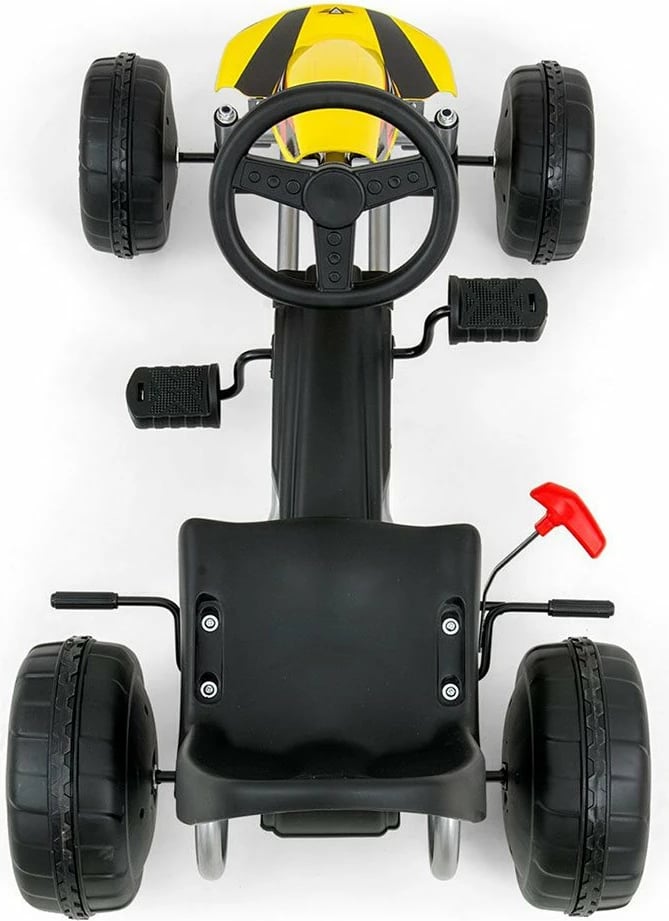 Gokart me pedale, Milly Mally Viper, kornizë metalike, frena dore, sedile e rregullueshme, 3+, 30 kg, e bardhë