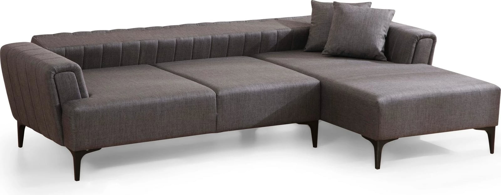 Kënd-sofë Hamlet, ngjyrë gri e errët, shndërrohet në krevat, këndi i djathtë