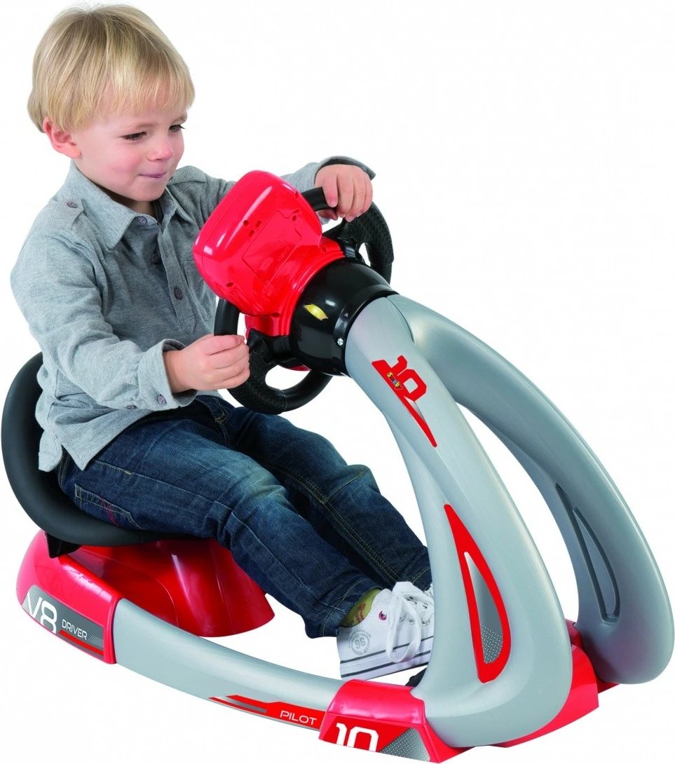 Simulator drejtimi për fëmijë Smoby V8, elektronik, i kuq/gri/zi