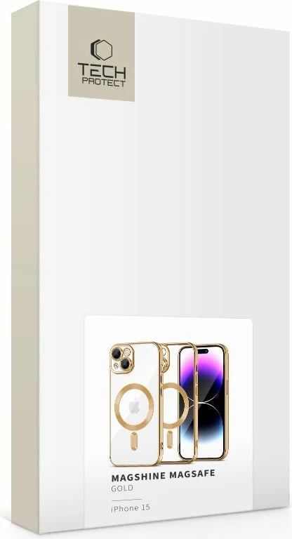 Mbështjellës Tech-Protect MagShine Line MagSafe për iPhone 15, Transparent/Ar