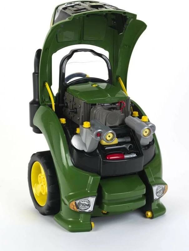 Lodër traktor John Deere Klein 3916 me motor kthyes, për djem, plastikë, e gjelbër/verdhe/zezë