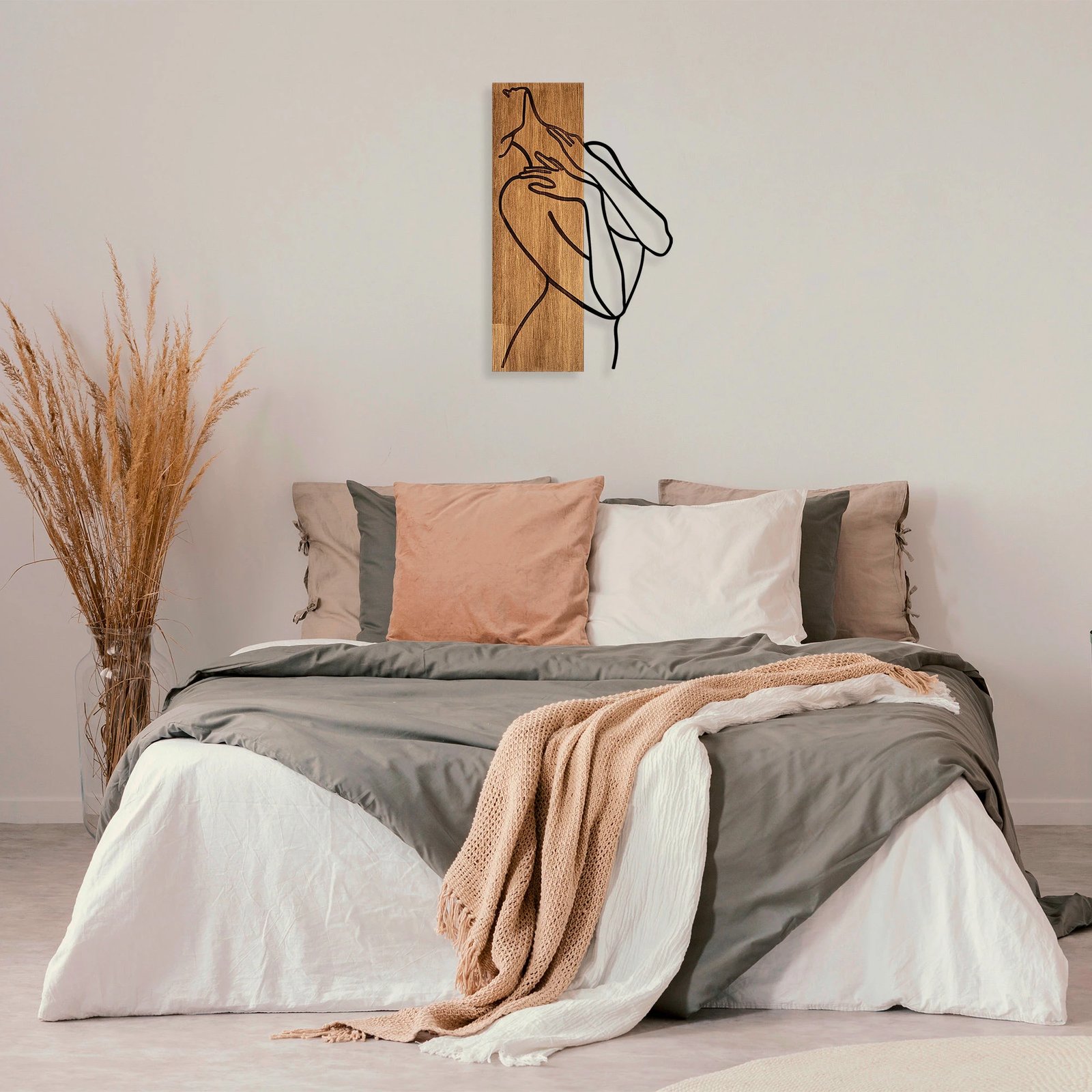 Aksesor dekorativ për mur, dru arre, metal i zi, Wallity MA-297, 58x36cm