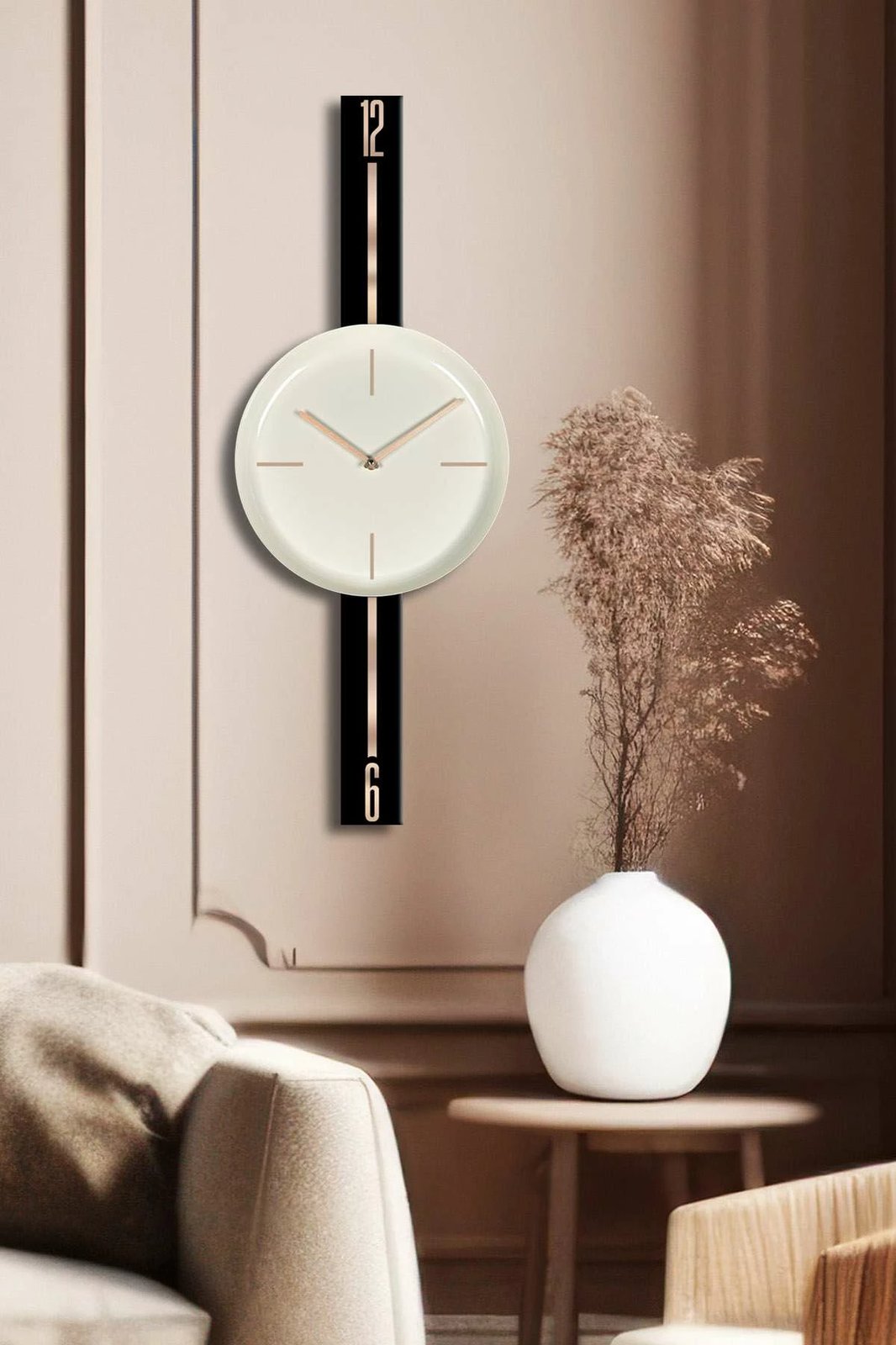 Orë muri dekorative Wallity, Vlnt103Syhkr, e zezë dhe krem