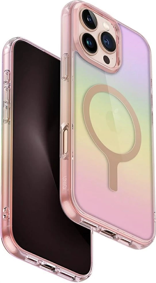 Mbështjellës UNIQ Iridescia Magclick Charging për iPhone 16 Pro Max, Rozë