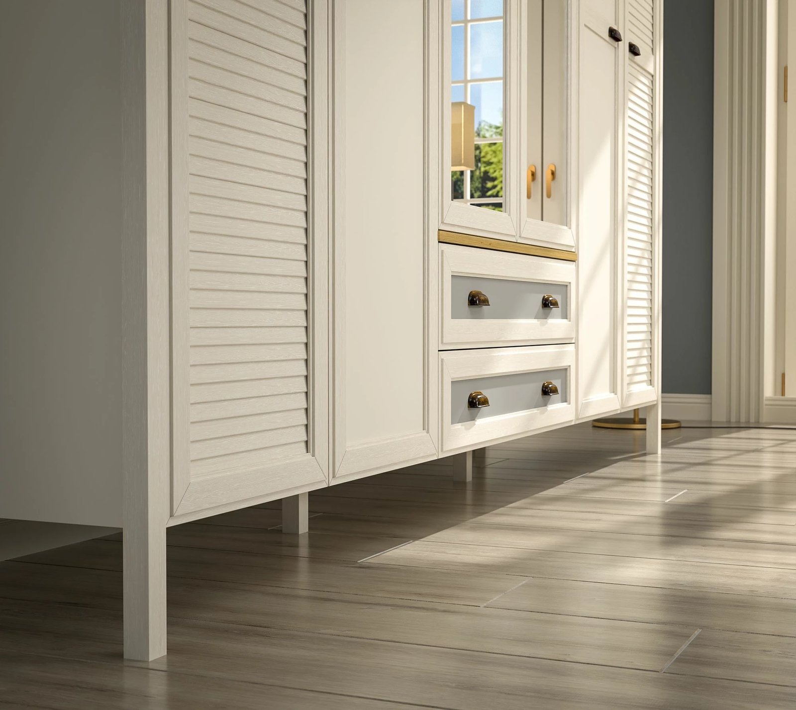 Dollap rrobash Skye Decor, krem, lis, gri, FRN-21007