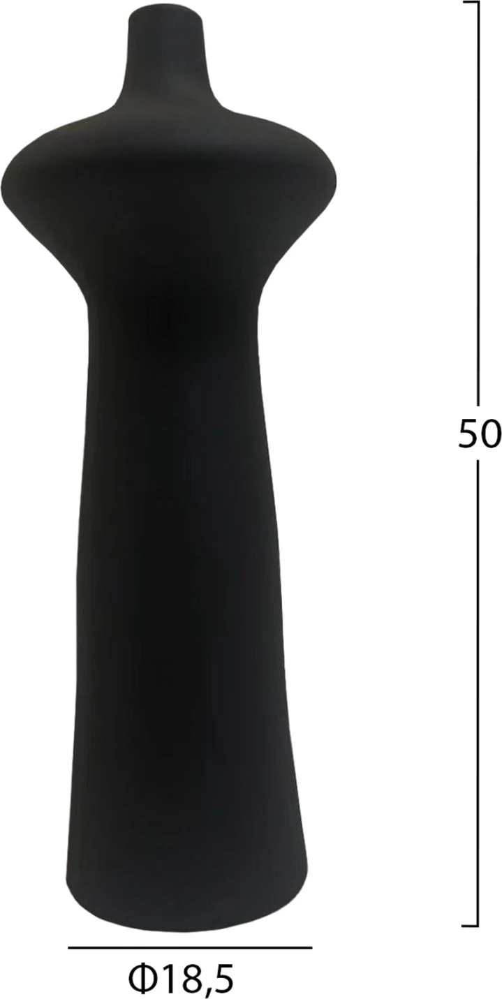 Dekor tavoline prej qeramike, ngjyrë e zezë matte, FH4636.02, Φ18,8x50H cm