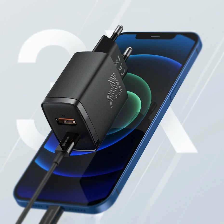 Karikues muri Baseus Compact, 20W, 2 porta USB-A/USB-C, i zi