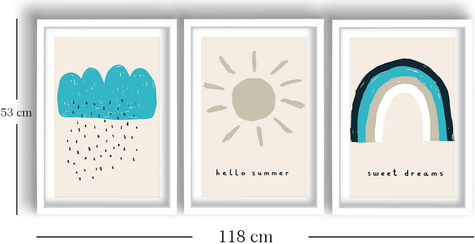 Pikturë dekorative me kornizë MDF (3 copë), Wallity, 3P3853BCT-002