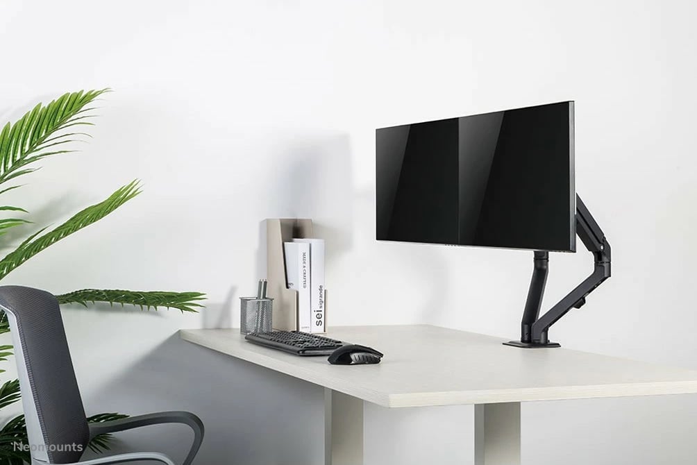 Kasë monitori Neomounts FPMA-D650DBLACK, për 2 ekrane, 17-27 inç, rregullim lartësie, ngjyrë e zezë