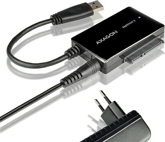 Adapter USB 3.0 në SATA AXAGON ADSA-FP3 FASTport3, për HDD/SSD 2.5", 3.5", 5.25", i zi, me furnizues rryme