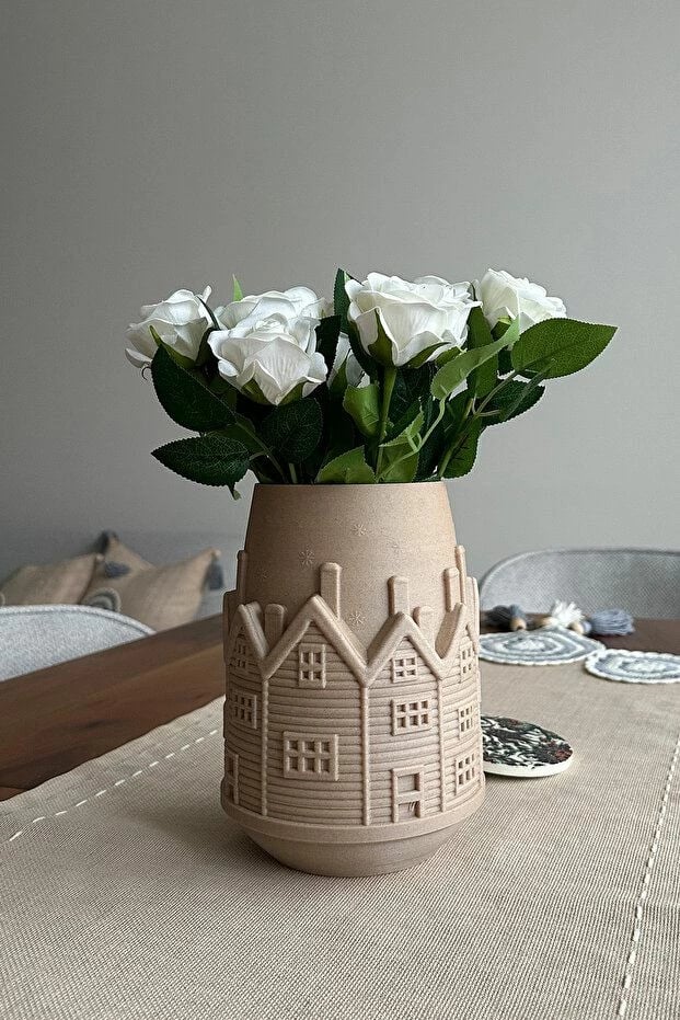 Vazo Evila Originals, Winter House, ngjyrë bezhë, 20cm
