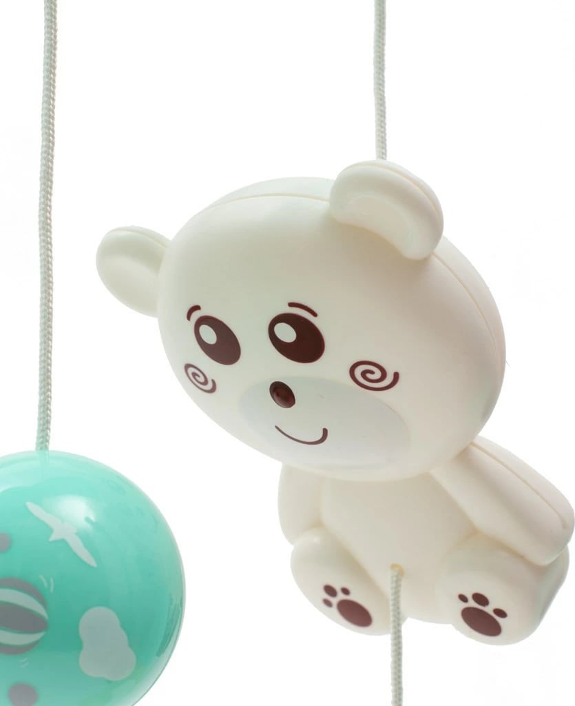 Karusel për krevat me projektor drite, Baby Mix, me melodi dhe rrotullim, figura zhurmuese, jeshile