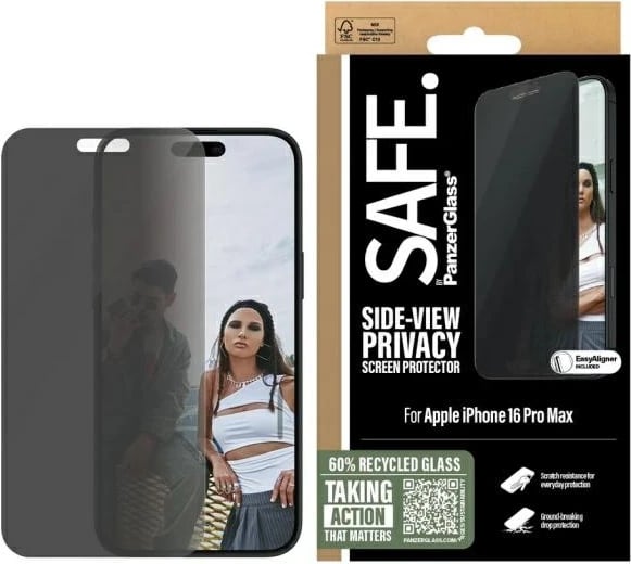 Mbrojtës ekrani PanzerGlass SAFE për iPhone 16 Pro Max 6.9", Privacy, SAFEP95878