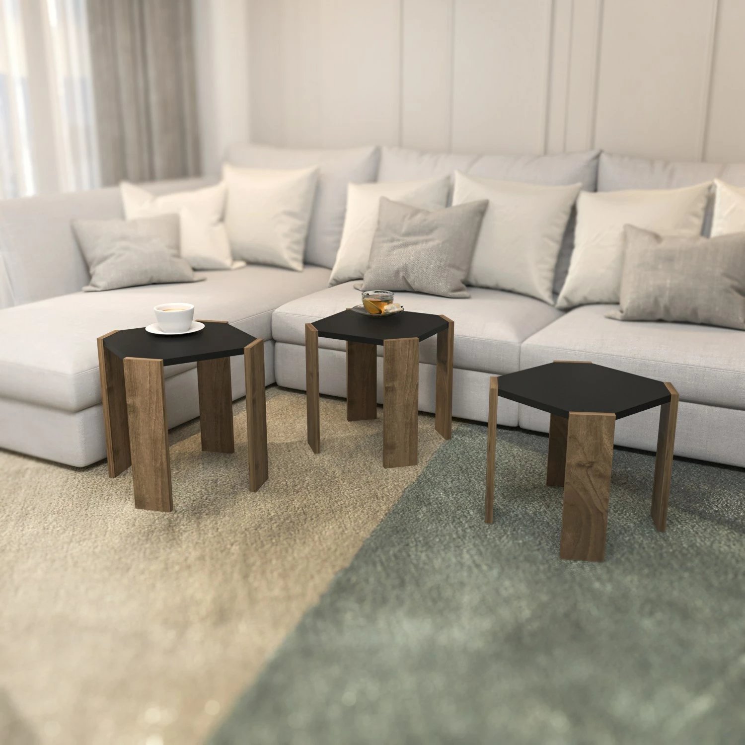 Tavolinë kafeje Hanah Home, Lori, anthracite dhe walnut