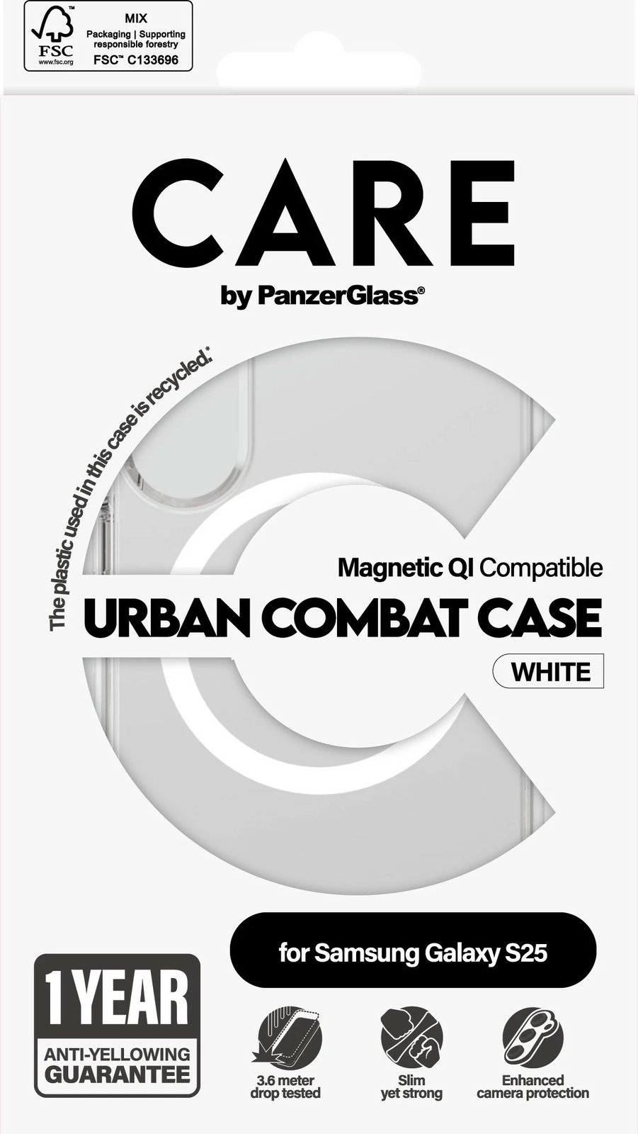 Mbështjellës PanzerGlass CARE Flagship Case, Galaxy S25, transparent, QI Compatible