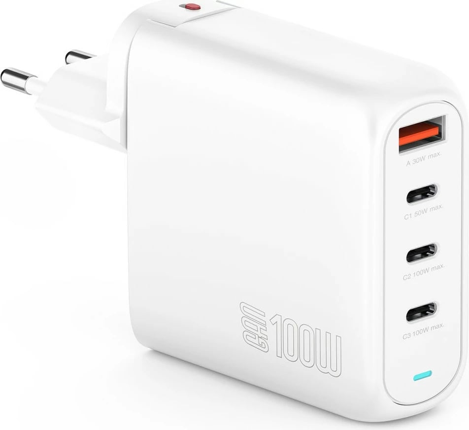 Karikues 4smarts GaN Flex Pro 100W, 3 USB-C + 1 USB-A, i bardhë