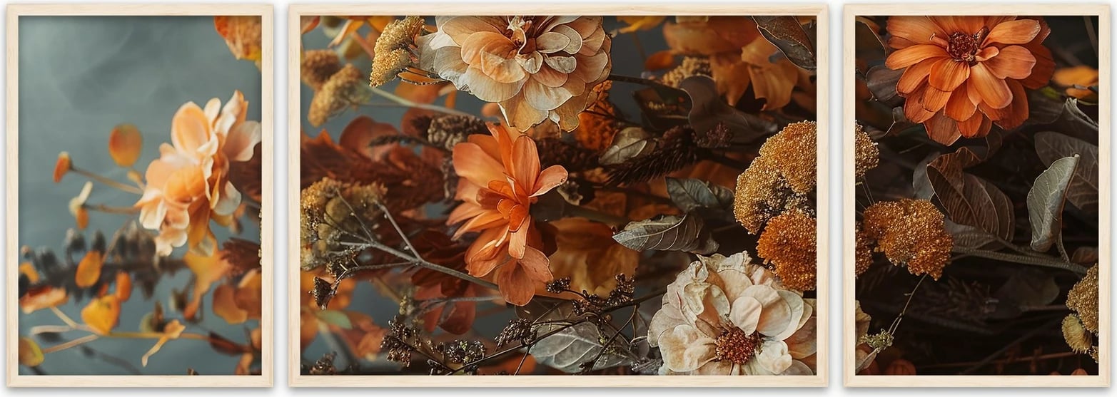 Set pikturash dekorative me kornizë MDF, 3 copë, Wallity, Huhu304, 50x140