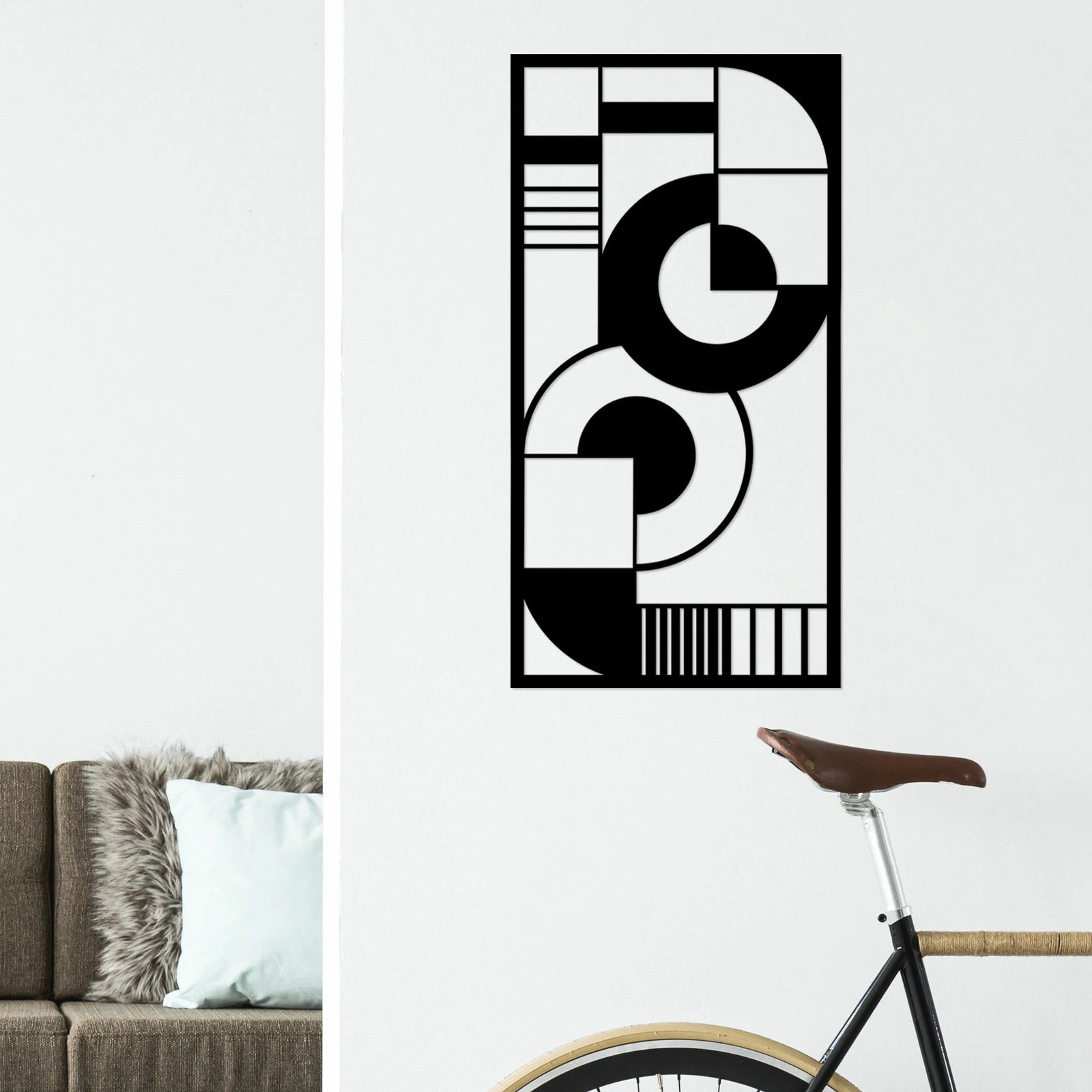 Aksesor dekorativ metalik për mur, Wallity, Hypnosis 2, ngjyrë e zezë, 37x71cm