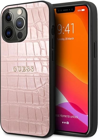 Mbështjellës Guess Croco Strap për iPhone 13 Pro / 13 6.1", Rozë