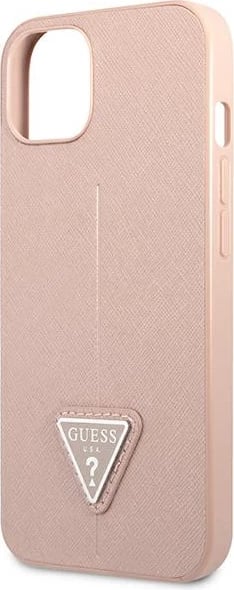 Mbështjellës Guess GUHCP14MPSATLP për iPhone 14 Plus 6.7", SaffianoTriangle Logo, Rozë