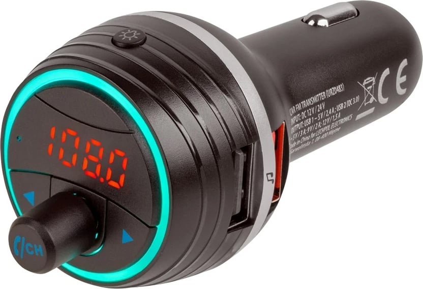 Transmetues FM për veturë Peiying URZ0483 me Bluetooth dhe 2 porta USB