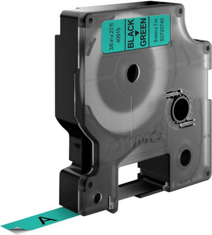 Kasetë etiketime Dymo D1 S0720740 9mm x 7m poliester, zi në të gjelbër
