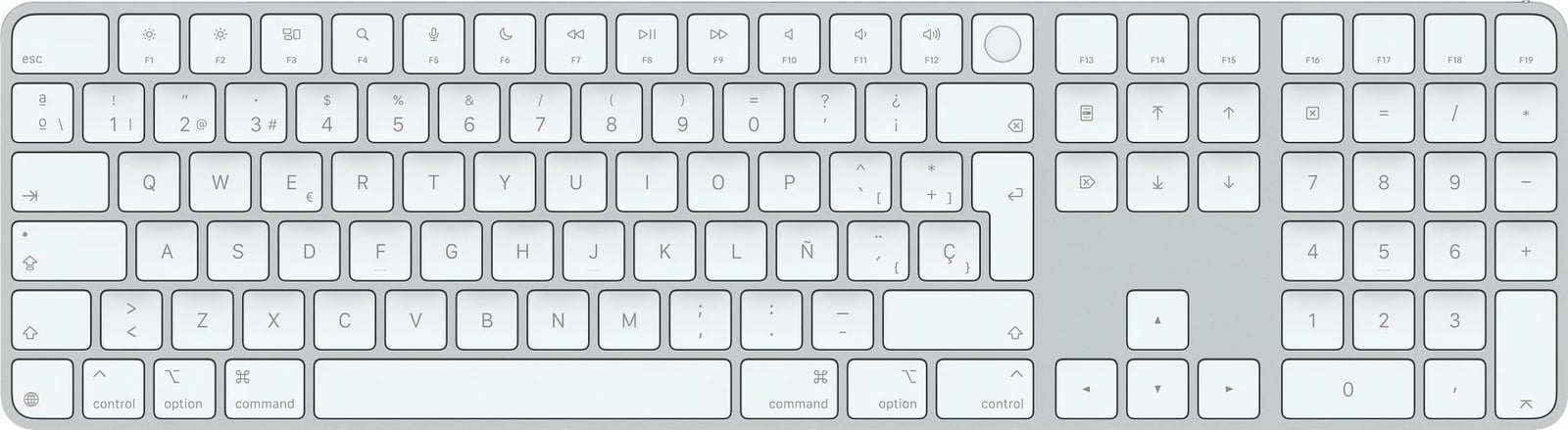 Tastierë Apple Magic me Touch ID dhe Tastierë Numerike, për Mac me Apple silicon, Spanjolle, Ngjyrë Bardhë