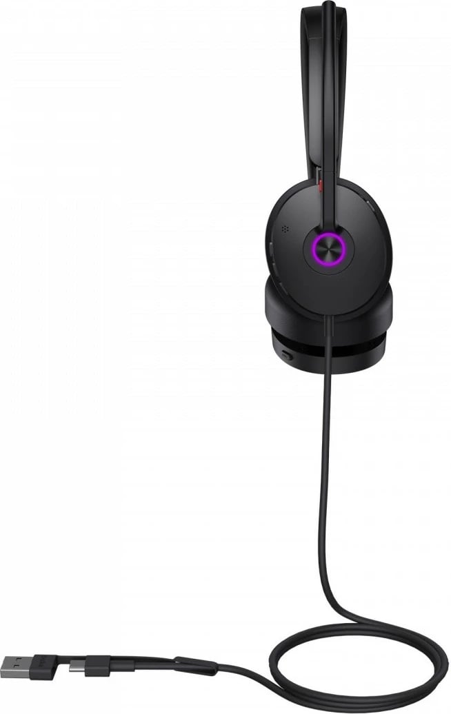 Kufje Yealink UH48 Dual Teams 1308151, me kabllo USB-C me adapter USB-A, ANC, mikrofon me anulim zhurme, stereo on-ear, të zeza