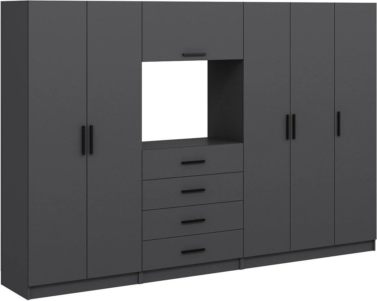 Dollap Skye Decor, ngjyrë antracit, 315x210x52cm, 10 pjesë