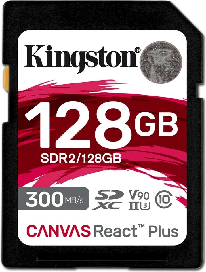 Kartë memorie SDXC Kingston Canvas React Plus 128GB, 300MB/s, e zezë