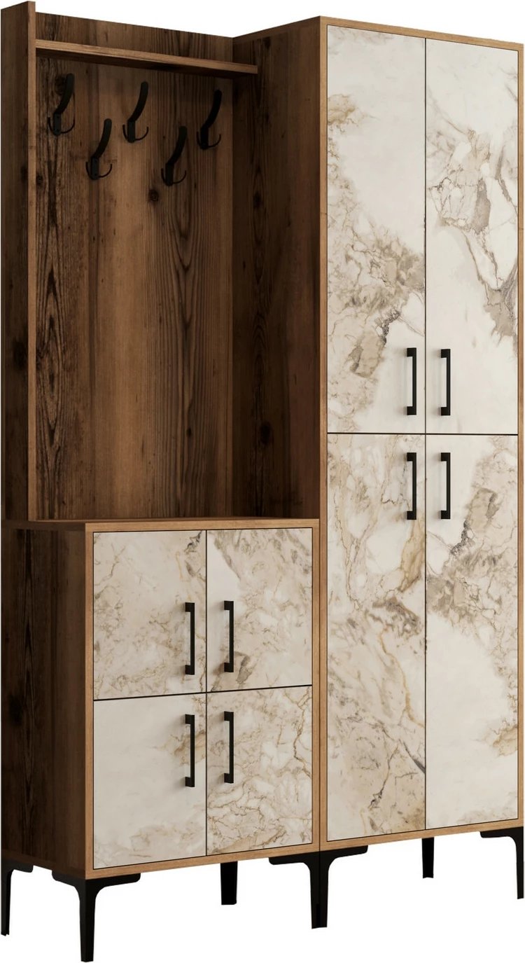 Stendë për korridor, Berlin BA, ngjyrë arre dhe mermer i bardhë