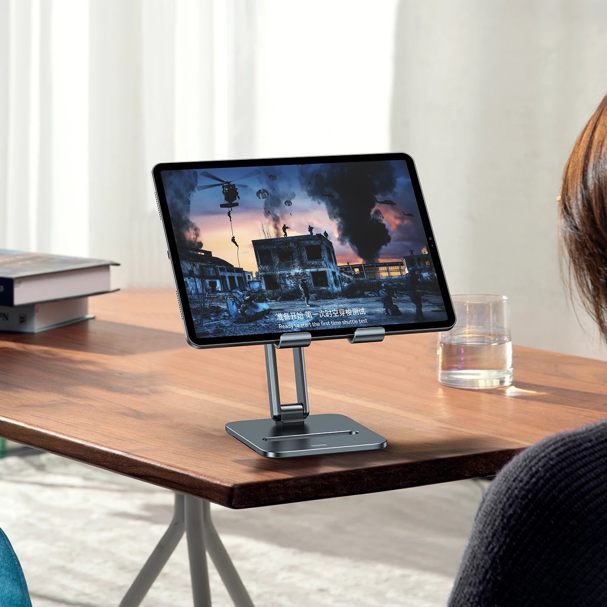 Mbajtës tavoline për tabletë Baseus LUSZ000113, metalik, i palosshëm, Gri