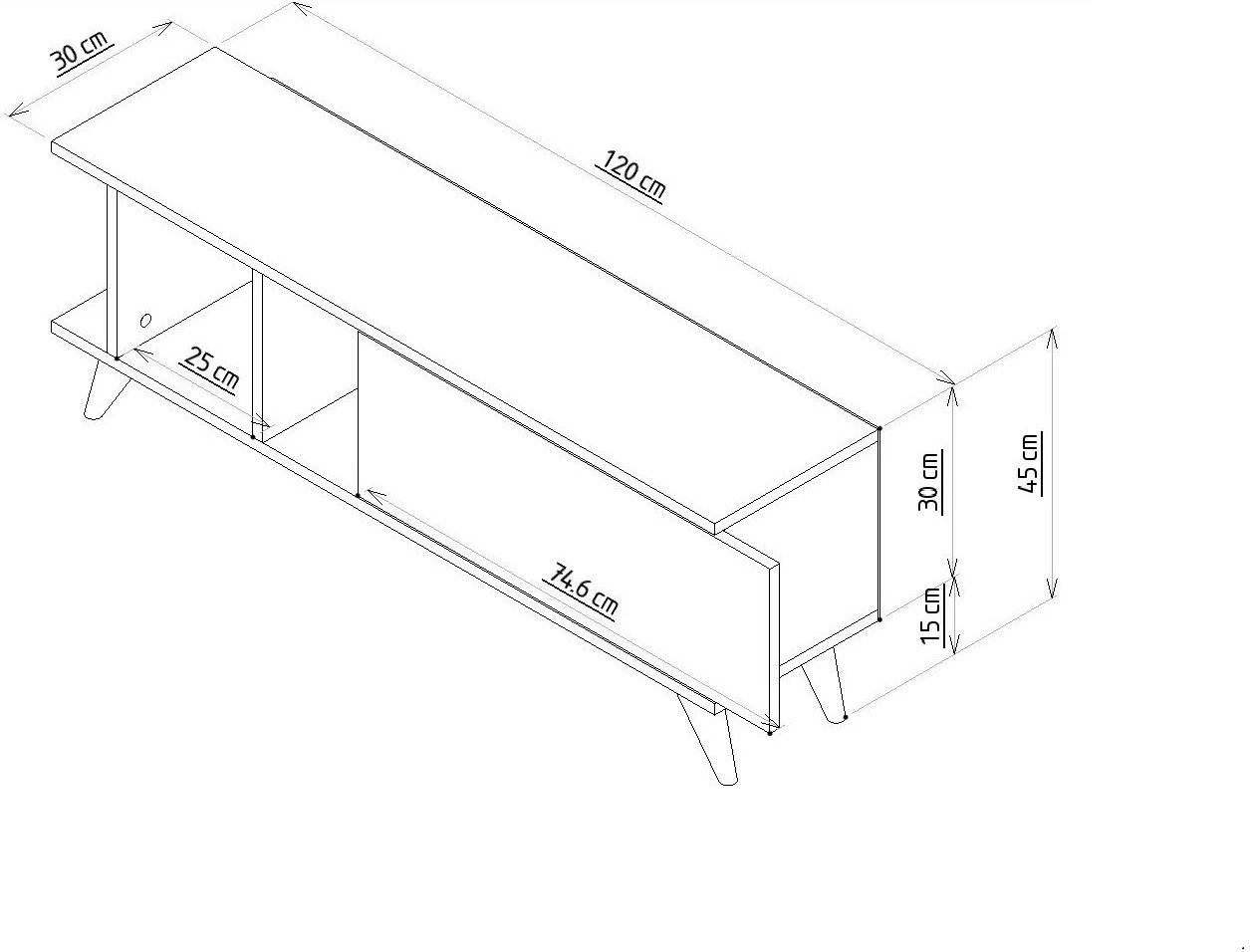 Komodë TV Hanah Home, ngjyrë antracit dhe mermeri