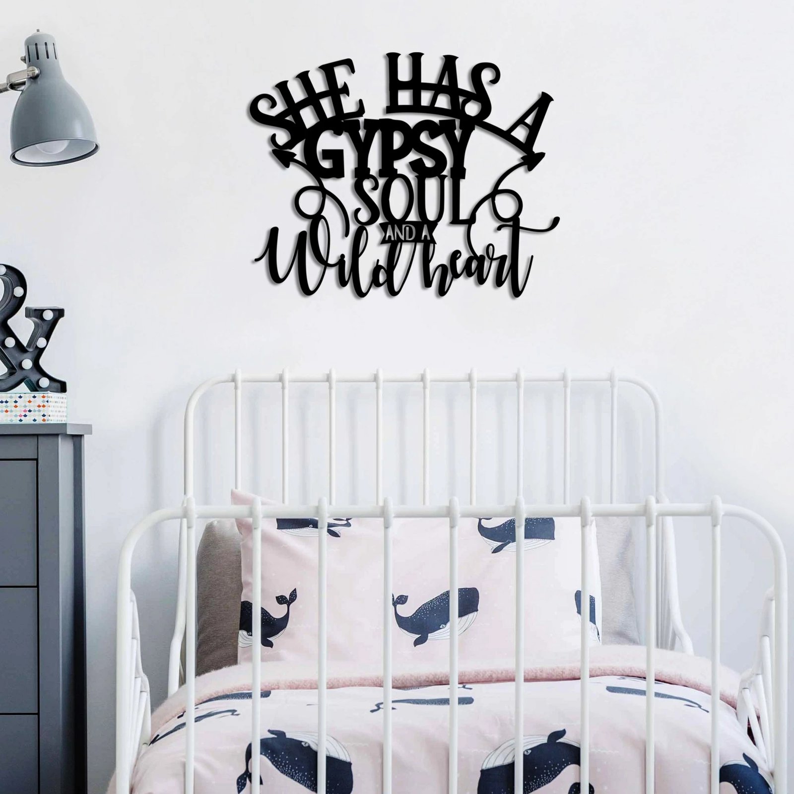 Aksesor muri dekorativ prej metali, Gypsy Soul, ngjyrë e zezë