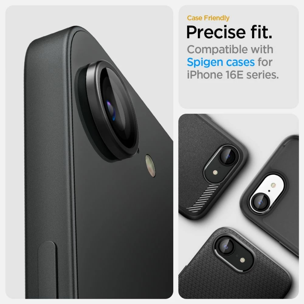 Mbrojtës xhami për kamerë Spigen Optik Pro GLAS.TR Ez Fit, për iPhone 16e, 2 copë, Zi