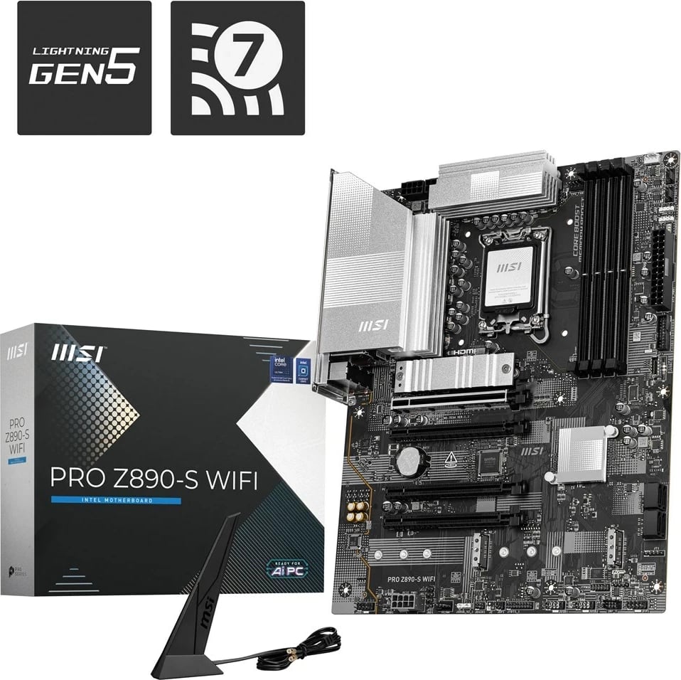 Pllakë amë MSI PRO Z890-S WIFI, Intel Z890, Socket LGA 1851, ATX, E zezë