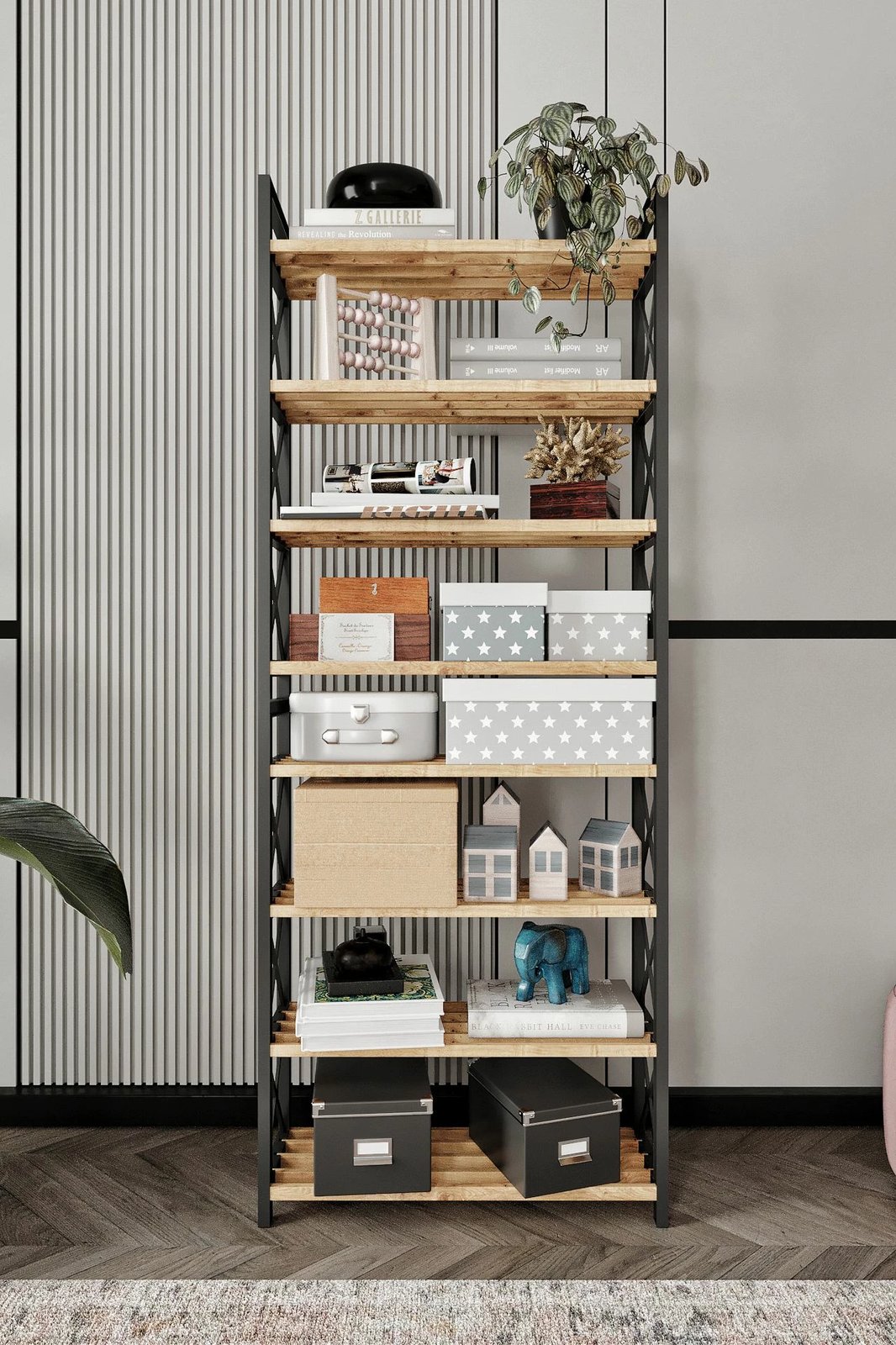 Raft multifunksional, ngjyrë e zezë, Skye Decor, plastikë, 46x128x18 cm