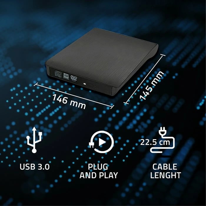 Kasë e jashtme për CD/DVD Qoltec 51865, USB 3.0, SATA, 9.5mm, e zezë