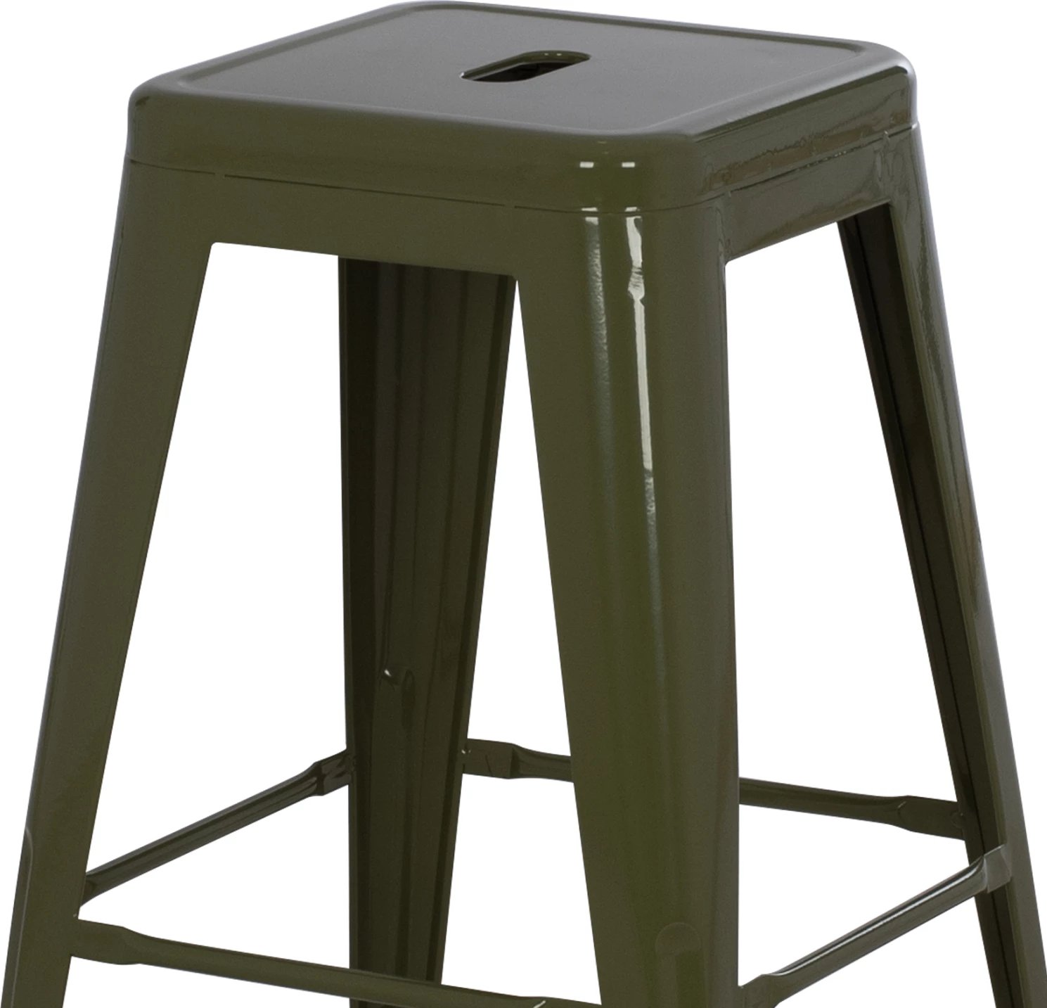 Karrige për bar, lartësi mesatare, MELITA-PRO, metal, ngjyrë ulliri e errët, 43x43x67 cm