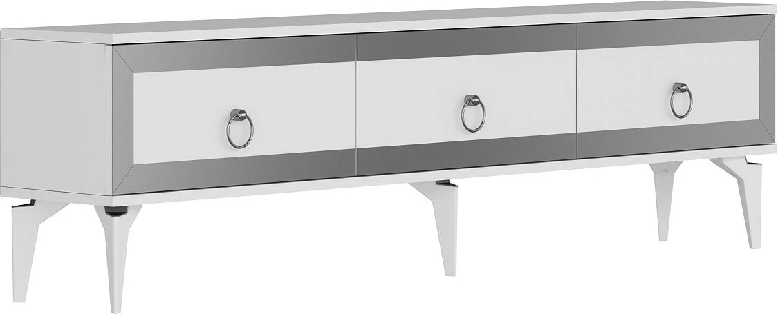 Komodë TV Hanah Home, Ponny, e bardhë, argjend