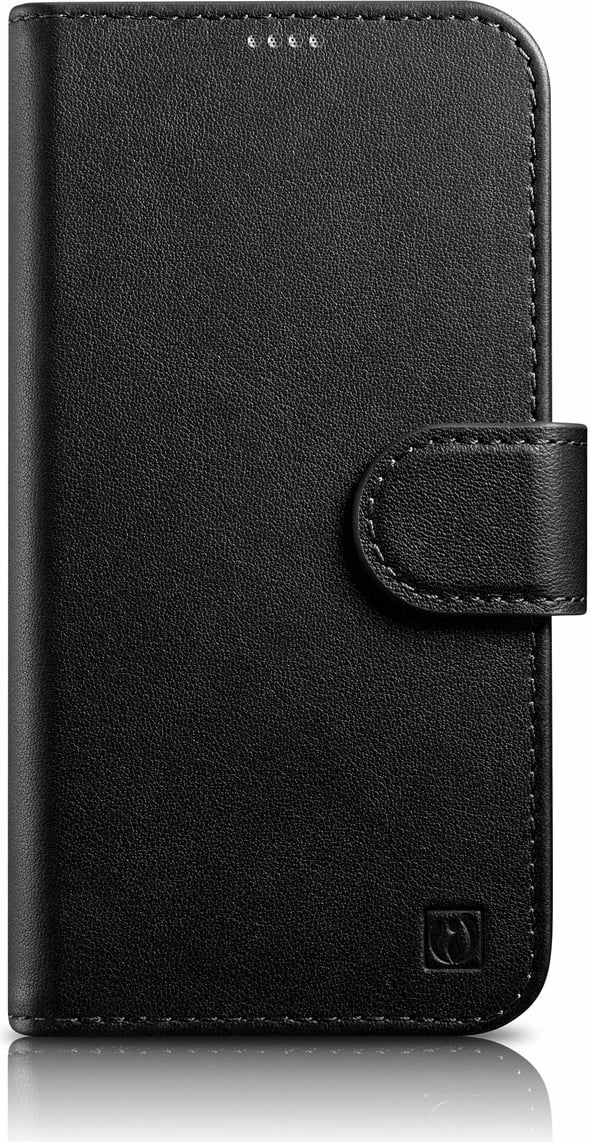 Mbështjellës iCarer Wallet Case 2in1 për iPhone 14 Pro, lëkurë natyrale, Anti-RFID, e zezë