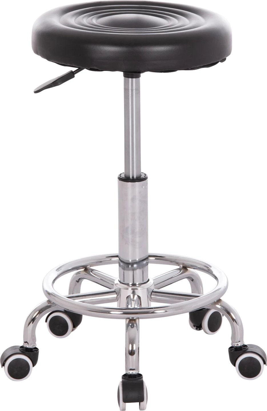 Tabure rrotullues për zyre IRIS, lëkurë artificiale e zezë, set prej 2 copë, FH212.21, Φ32x45-60cm