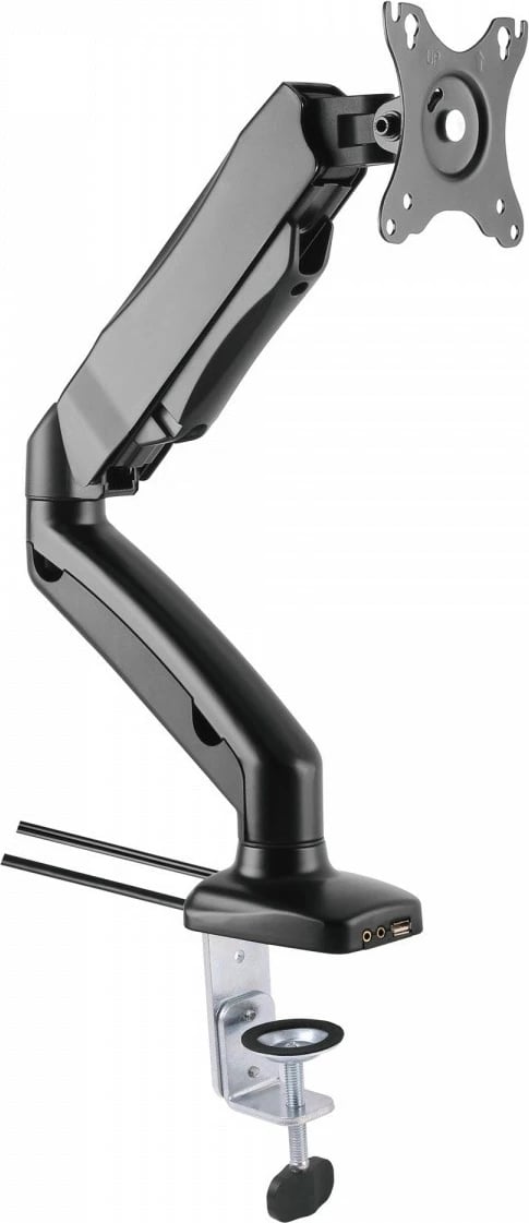 Krah tavoline për monitor Techly 102857, 13-27 inç, me gaz, audio/USB, i zi