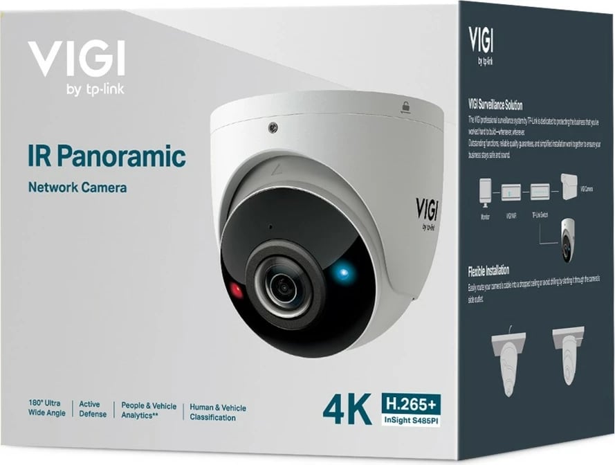 Kamerë IP TP-LINK VIGI InSight S485PI, 8MP, panoramike, e bardhë