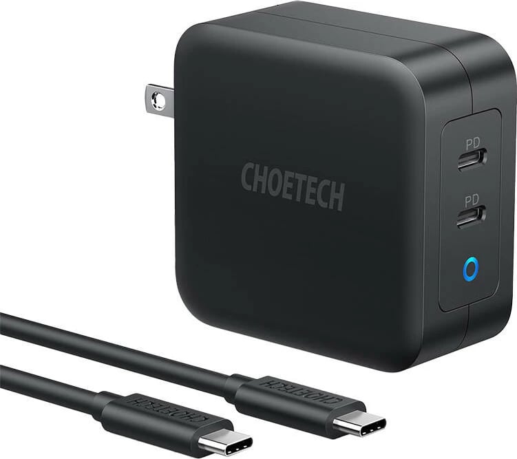 Kasë karikimi Choetech PD6008, 2x USB-C, 100W, GaN, e zezë