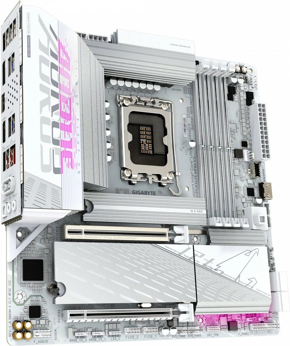 Pllakë amë Gigabyte B860M A ELT WF6E ICE, LGA1851, DDR5, Wi-Fi 6E, Bardhë