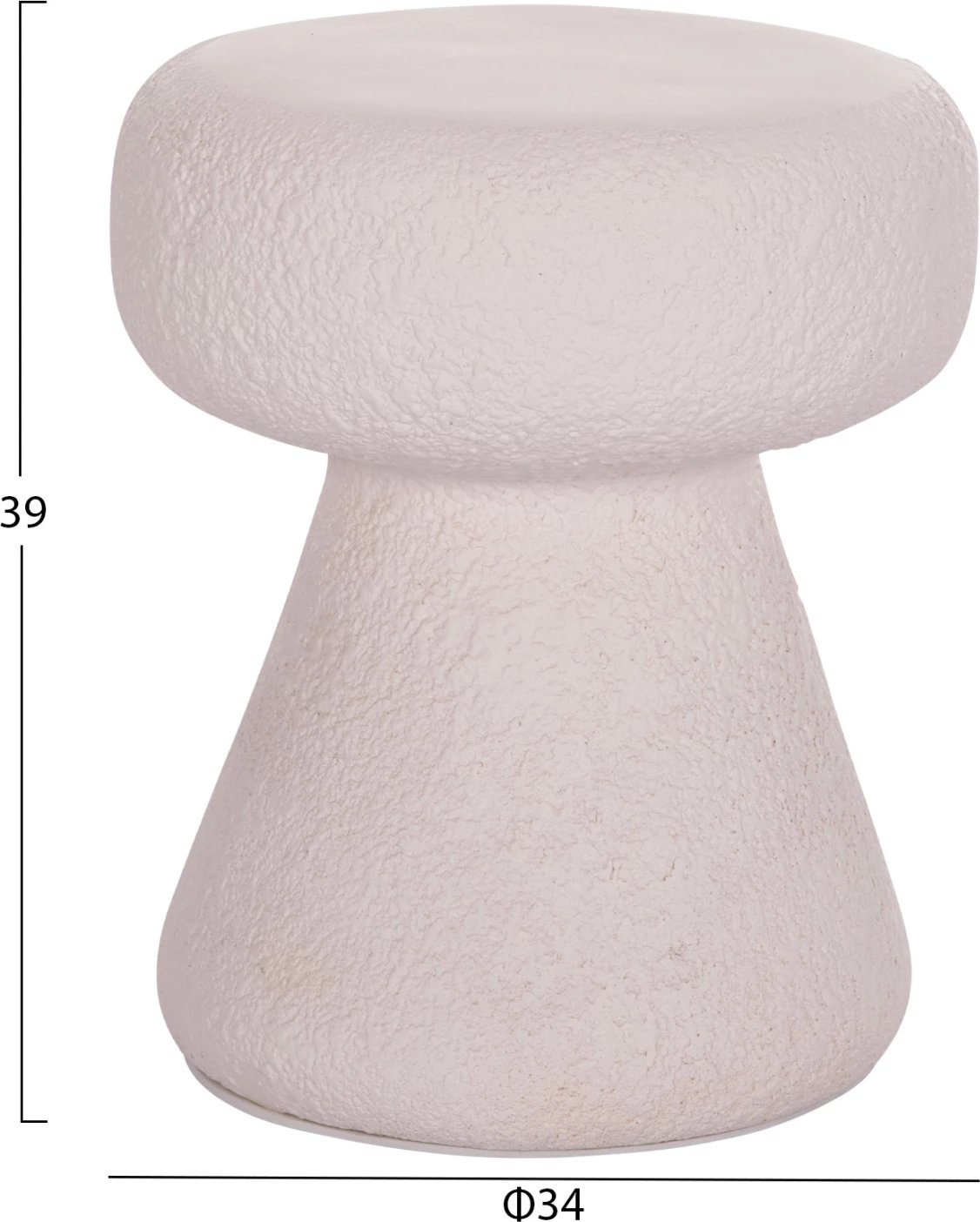 Stool i rrumbullakët INTERON, fibër-cement, ngjyrë e bardhë, FH18171.02, Φ34x39cm