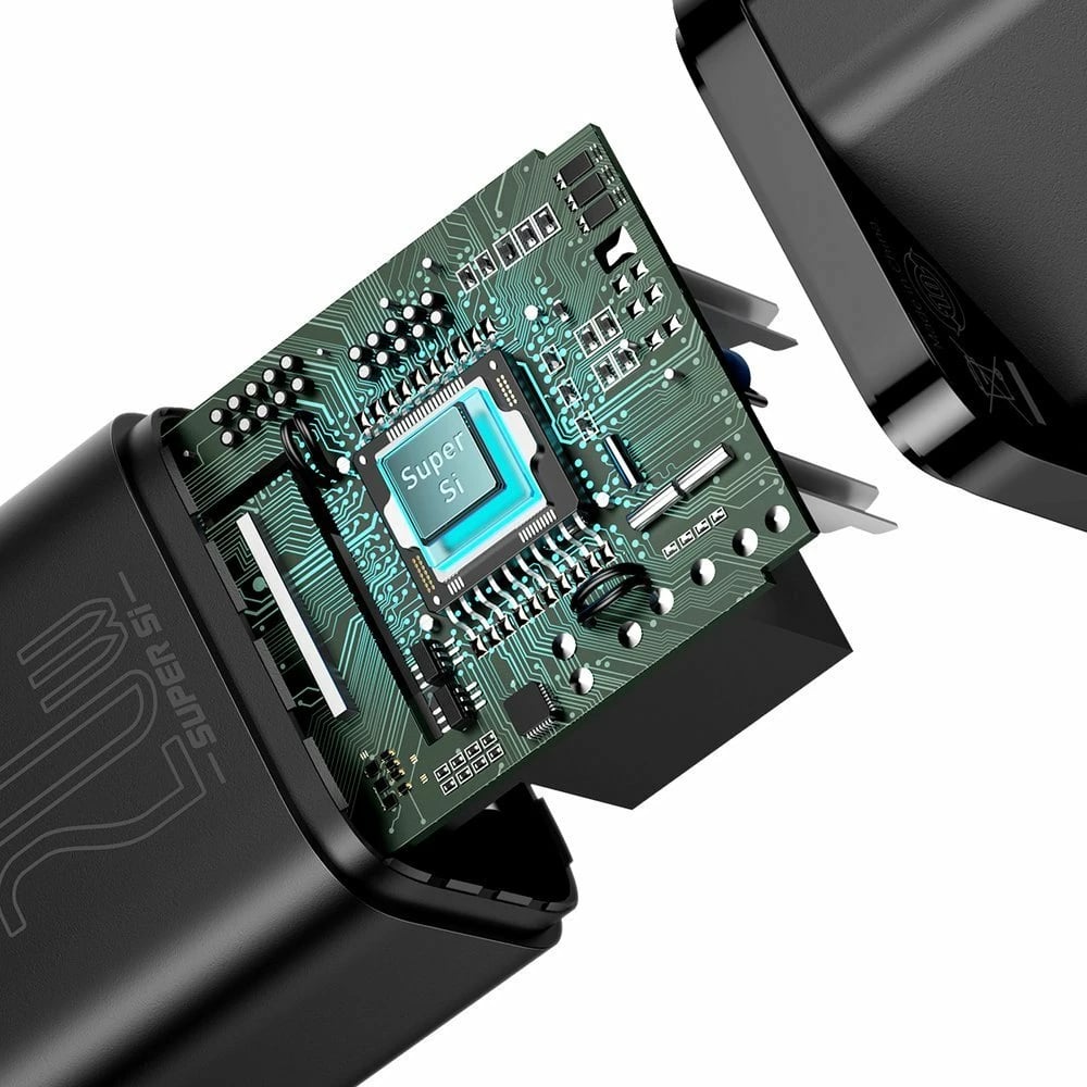 Karikues muri Baseus Super Si 1C, 20W, USB-C, me kabllo USB-C në Lightning 1m, Zi Karikues muri Baseus Super Si 1C, 20W, USB-C, me kabllo USB-C në Lightning 1m, Zi